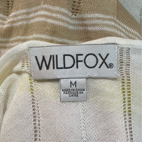 Wildfox Sweater Lightweight Multicolor Pastel Stripe V Neck Pull Over Medium - Picture 7 of 8